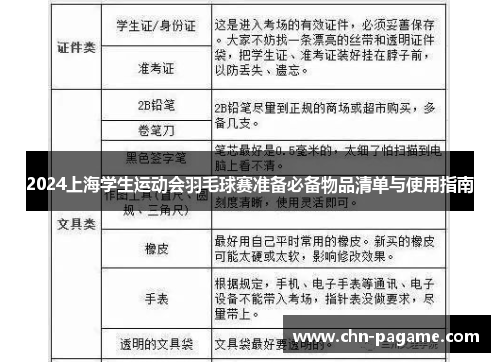 2024上海学生运动会羽毛球赛准备必备物品清单与使用指南