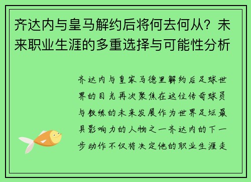 齐达内与皇马解约后将何去何从?未来职业生涯的多重选择与可能性分析 齐达内与皇马解约后将何去何从?未来职业生涯的多重选择与可能性分析